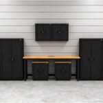 CAT garage storage cabinets with 4 lockers, 2 wall cabinets and 2 base cabinets