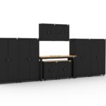 CAT garage storage cabinets with 4 lockers, 2 wall cabinets and 2 base cabinets