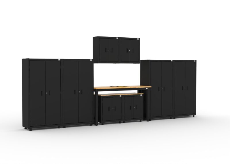 CAT garage storage cabinets with 4 lockers, 2 wall cabinets and 2 base cabinets