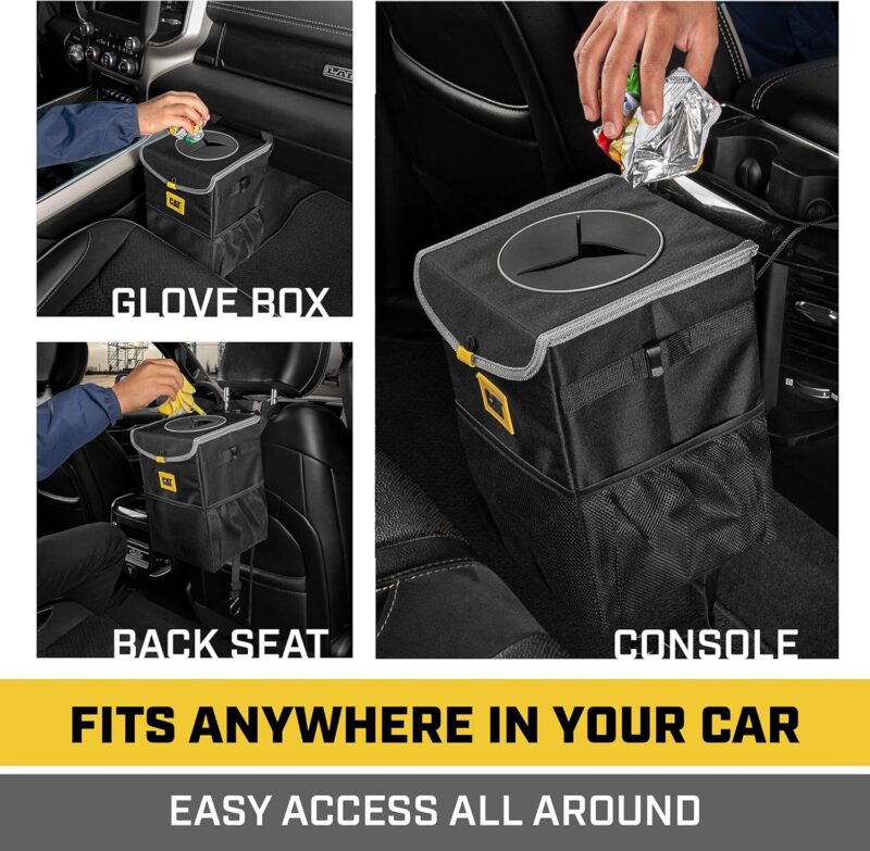 CAT Large Capacity, Leak Proof Car Trash Can with Lid