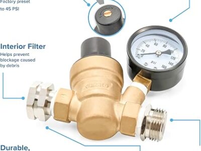 Régulateur de pression d'eau ajustable en laiton Camco