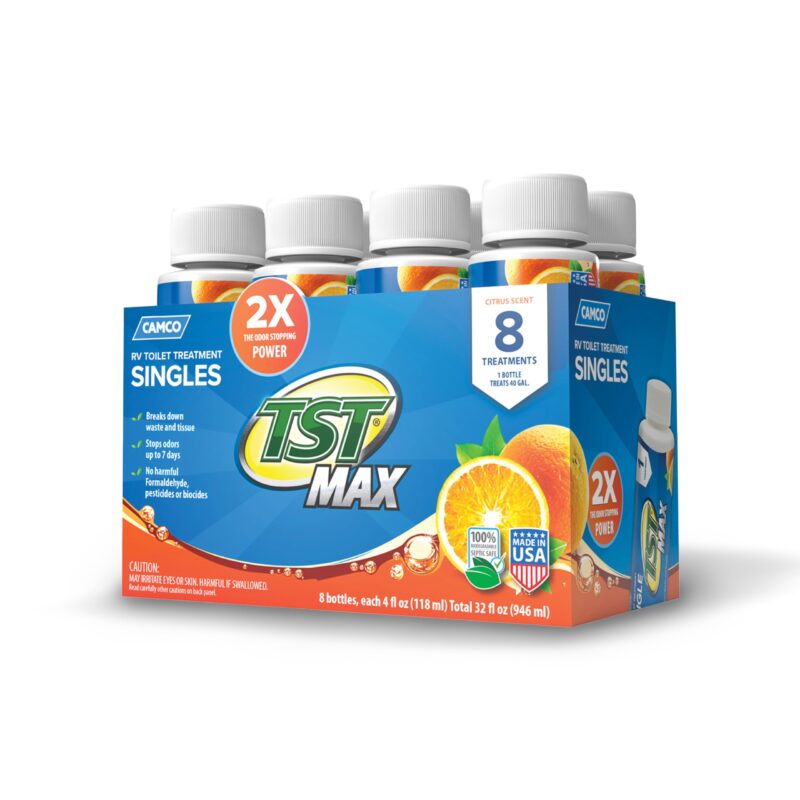 Camco TST Max 8 pack RV Toilet Treatment Singles – Orange Scent9