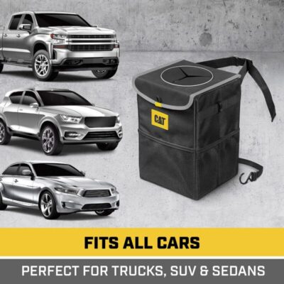 Cat® Premium Waterproof Car Trash Can with Lid – Prevents Odors and Mess – Attaches Easily to Consoles, Seat Back, Headrests1