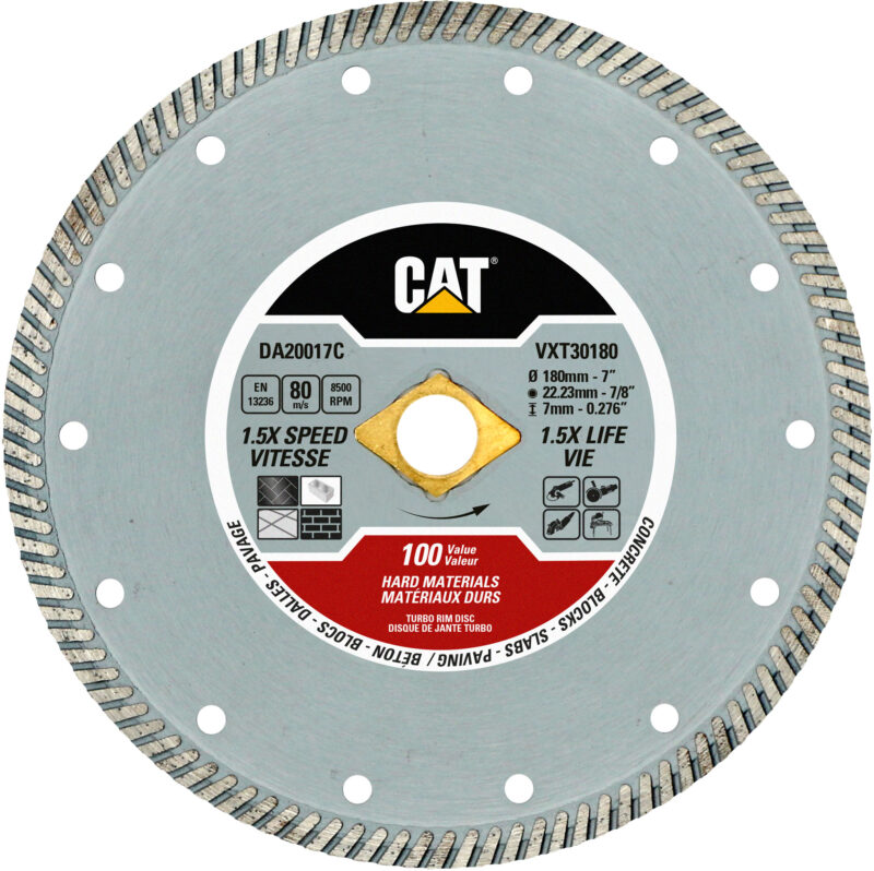 Cat® Garage 100 Value Hard Material Diamond Saw Blade - 7″ (lame de scie diamantée pour matériaux durs) Cat® Garage 100 Value Hard Material Diamond Saw Blade - 7″ (lame de scie diamantée pour matériaux durs)