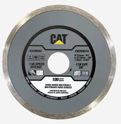 Cat® 100 Value Continuous Rim Diamond Saw Blade 4 ½” (lame de scie diamantée à jante continue)”