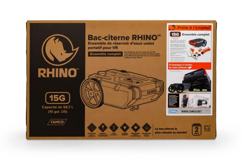 Camco Rhino Heavy Duty 15 Gallon RV Portable Waste Tank