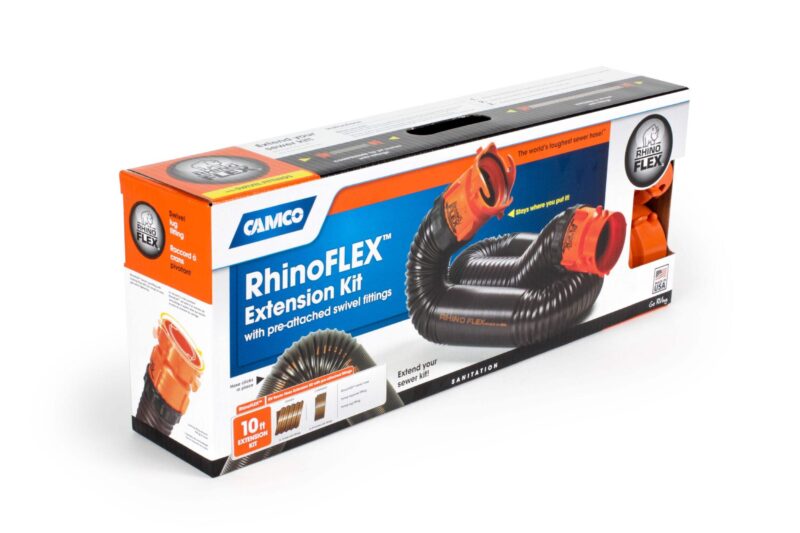 Camco RhinoFLEX Kit de rallonge de tuyau d'égout de 10 pieds avec raccords pivotants pré-attachés