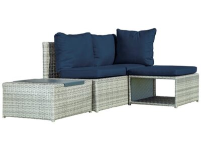 Allspace 4 piece Rattan Modular Seating Set with Sunbrella Cushions Blue