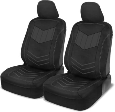 BDK 2 piece Automotive Seat Covers featuring Faux Leather Spill Resistant Material BDK 2 piece Automotive Seat Covers featuring Faux Leather Spill Resistant Material