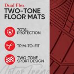 BDK 4 piece Heavy Duty 2 Tone Universal Mats with No Slip Grip and High Ridges to Capture Debris