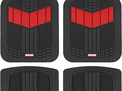 BDK 4 piece Heavy Duty 2 Tone Universal Mats with No Slip Grip and High Ridges to Capture Debris