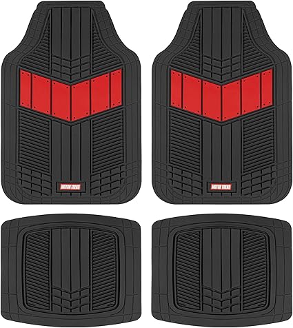 BDK 4 pièces Tapis universel 2 tons ultra-résistant avec adhérence antidérapante et hauts rebords pour capturer les débris