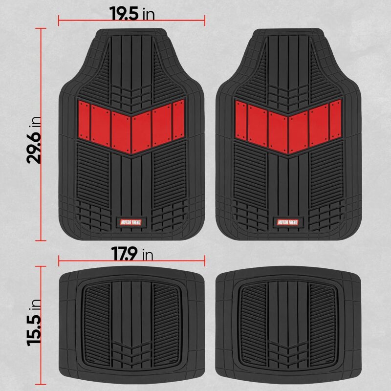 Tapis universels BDK 4 pièces robustes bicolores avec grip antidérapant et hautes nervures pour retenir les débris