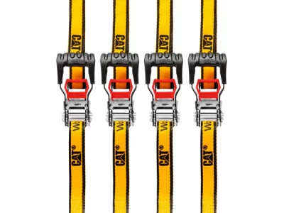 CAT 4 piece 12ft Ratchet Tie Down Set with Rubber Coated Hooks 1,000lb Work Capacity