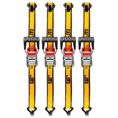CAT 4 piece 12ft Ratchet Tie Down Set with Rubber Coated Hooks 1,000lb Work Capacity