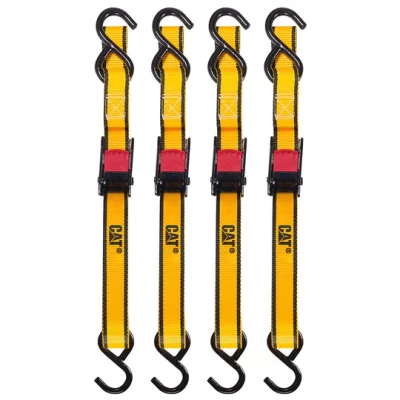 CAT 4 piece 6ft Ratchet Tie Down Set with Rubber Coated Hooks 400lb Work Capacity