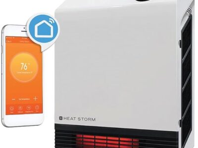Heat Storm 1000W Wall Mount Wi Fi Heater with Thermostat and 3 Heat Settings