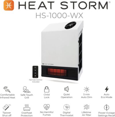 Heat Storm 1500W Infrared Quartz Portable Heater with Thermostat and Overheat Protection – White7 Heat Storm 1500W Infrared Quartz Portable Heater with Thermostat and Overheat Protection – White7