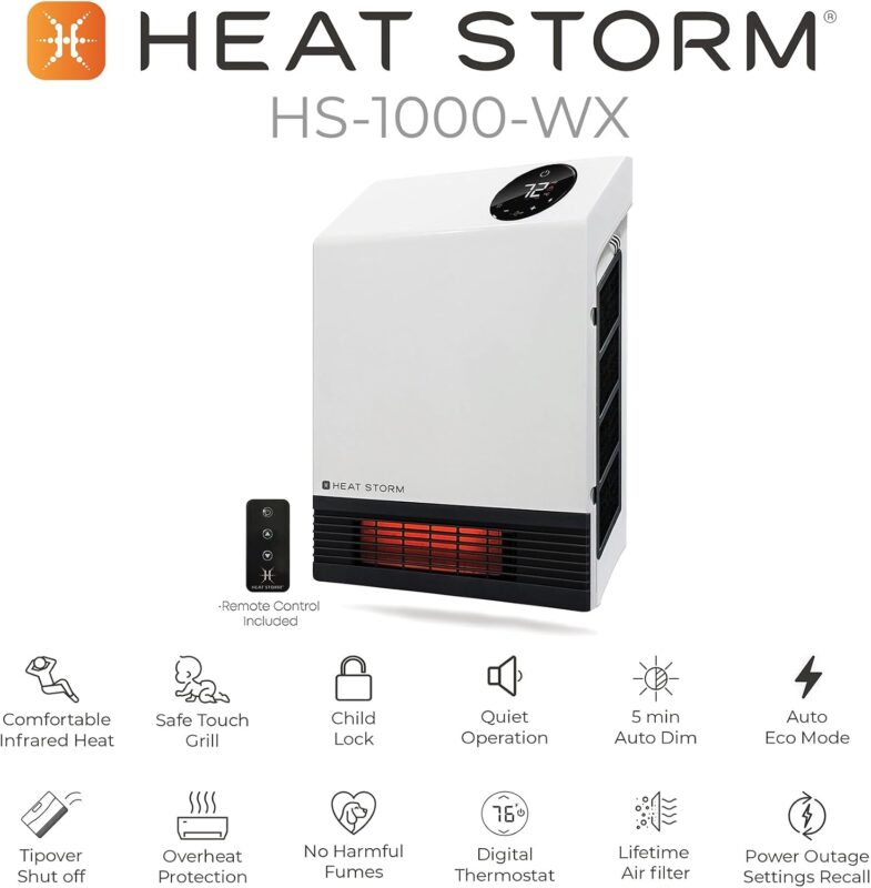 Heat Storm 1500W Infrared Quartz Portable Heater with Thermostat and Overheat Protection – White7
