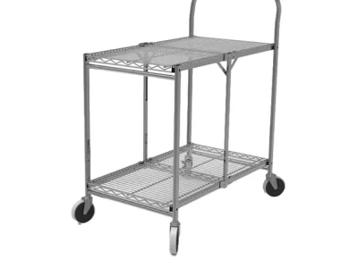 Luxor 2 Shelf Collapsible Wire Utility Cart Silver
