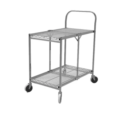 Luxor 2 Shelf Collapsible Wire Utility Cart Silver Luxor 2 Shelf Collapsible Wire Utility Cart Silver
