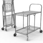 Luxor 2 Shelf Collapsible Wire Utility Cart – Silver