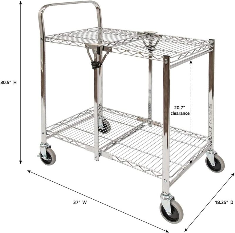 Luxor 2 Shelf Collapsible Wire Utility Cart – Silver4 Luxor 2 Shelf Collapsible Wire Utility Cart – Silver4