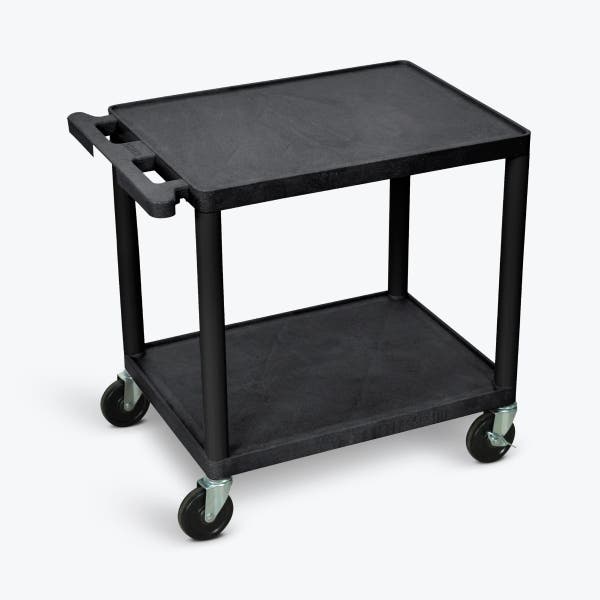 Luxor 2 Shelf Heavy Duty Plastic Utility Cart with 2 Flat Shelves 200lb Weight Capacity 24 x 18 Luxor 2 Shelf Heavy Duty Plastic Utility Cart with 2 Flat Shelves 200lb Weight Capacity 24 x 18