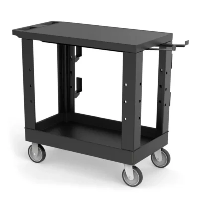 Luxor 2 Shelf Heavy Duty Plastic Utility Cart with Flat Shelf & Tub Shelf, Hooks, and Holder – 500lb Weight Capacity – Black Luxor 2 Shelf Heavy Duty Plastic Utility Cart with Flat Shelf & Tub Shelf, Hooks, and Holder – 500lb Weight Capacity – Black