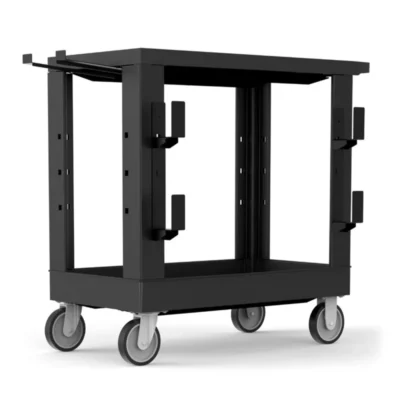 Luxor 2 Shelf Heavy Duty Plastic Utility Cart with Flat Shelf & Tub Shelf, Hooks, and Holder – 500lb Weight Capacity – Black1 Luxor 2 Shelf Heavy Duty Plastic Utility Cart with Flat Shelf & Tub Shelf, Hooks, and Holder – 500lb Weight Capacity – Black1