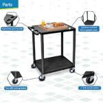 Luxor 2 Shelf Plastic Utility Cart with Flat Shelves – 300lb Weight Capacity – Black1
