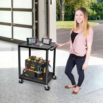 Luxor 2 Shelf Plastic Utility Cart with Flat Shelves – 300lb Weight Capacity – Black2 Luxor 2 Shelf Plastic Utility Cart with Flat Shelves – 300lb Weight Capacity – Black2