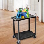 Luxor 2 Shelf Plastic Utility Cart with Flat Shelves – 300lb Weight Capacity – Black3