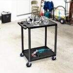 Luxor 2 Shelf Plastic Utility Cart with Flat Shelves – 300lb Weight Capacity – Black4