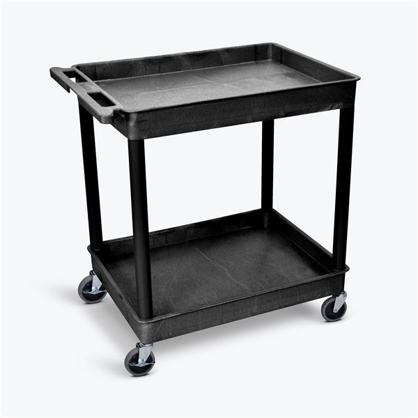 Luxor 2 Shelf Plastic Utility Cart with Spacious Tub Shelves 400lb Weight Capacity Black 32 x 24 Luxor 2 Shelf Plastic Utility Cart with Spacious Tub Shelves 400lb Weight Capacity Black 32 x 24