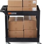 Luxor 2 Shelf Plastic Utility Cart with Spacious Tub Shelves – 300lb Weight Capacity – Black1