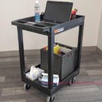 Luxor 2 Shelf Plastic Utility Cart with Spacious Tub Shelves – 300lb Weight Capacity – Black2