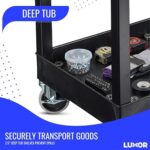 Luxor 2 Shelf Plastic Utility Cart with Spacious Tub Shelves – 300lb Weight Capacity – Black5