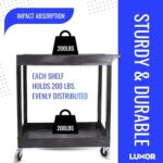 Luxor 2 Shelf Plastic Utility Cart with Spacious Tub Shelves – 300lb Weight Capacity – Black6