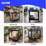 Luxor 2 Shelf Plastic Utility Cart with Spacious Tub Shelves – 300lb Weight Capacity – Black8