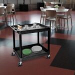 Luxor 2 Shelf Plastic Utility Cart with Spacious Tub Shelves – 400lb Weight Capacity – Black – 32 x 242