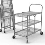 Luxor 3 Shelf Collapsible Wire Utility Cart Silver