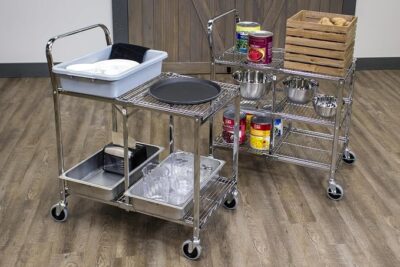 Luxor 3 Shelf Collapsible Wire Utility Cart – Silver Luxor 3 Shelf Collapsible Wire Utility Cart – Silver
