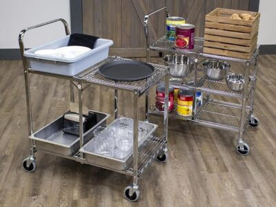 Luxor 3 Shelf Collapsible Wire Utility Cart – Silver