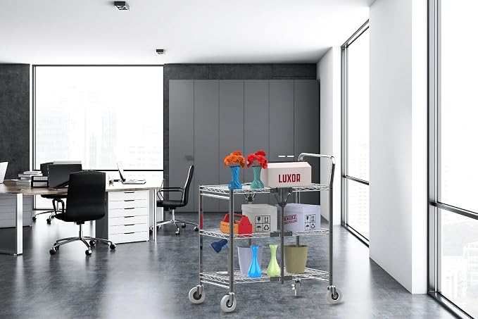 Luxor 3 Shelf Collapsible Wire Utility Cart – Silver2 Luxor 3 Shelf Collapsible Wire Utility Cart – Silver2