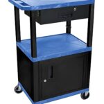 Luxor 3 Shelf Heavy Duty Plastic Utility Cart with Lockable Drawer and Lower Cabinet (Chariot utilitaire en plastique à 3 étagères avec tiroir verrouillable et armoire inférieure)