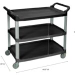 Luxor 3 Shelf Plastic Serving Cart with Aluminum Frame and Casters 200lb Weight Capacity1