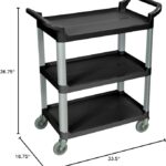 Luxor 3 Shelf Plastic Serving Cart with Aluminum Frame and Casters – 200lb Weight Capacity1