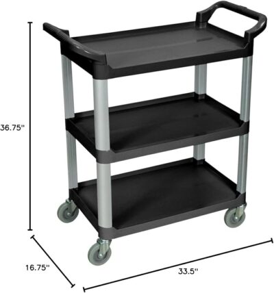 Luxor 3 Shelf Plastic Serving Cart with Aluminum Frame and Casters – 200lb Weight Capacity1 Luxor 3 Shelf Plastic Serving Cart with Aluminum Frame and Casters – 200lb Weight Capacity1