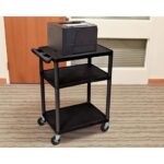Luxor 3 Shelf Plastic Utility Cart with Flat Shelves, 3 outlets and 15′ cord – 300lb Weight Capacity – Black2